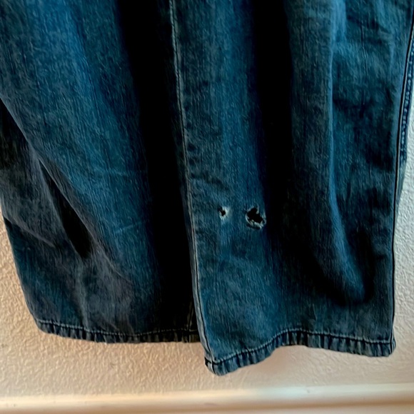 Free People Zipper Front Point Collar Long Sleeve Overall Denim Jumpsuit Size 28 - Picture 14 of 14